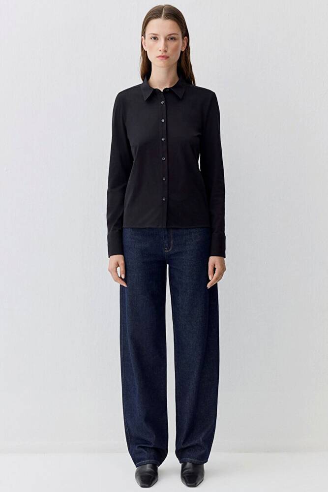 Kadın Polo Yaaka Modelli Penye 1613650-900 Siyah 