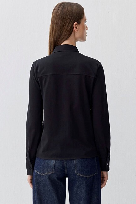 Kadın Polo Yaaka Modelli Penye 1613650-900 Siyah - Thumbnail