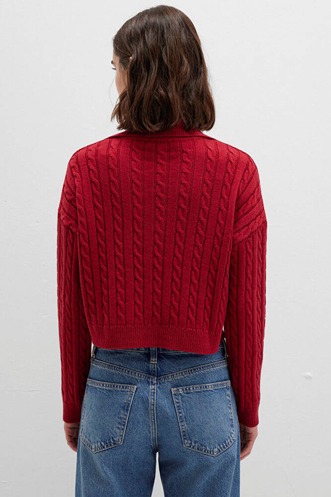 Kadın Polo Yaka Kazak 1710717-70391 Kırmızı 