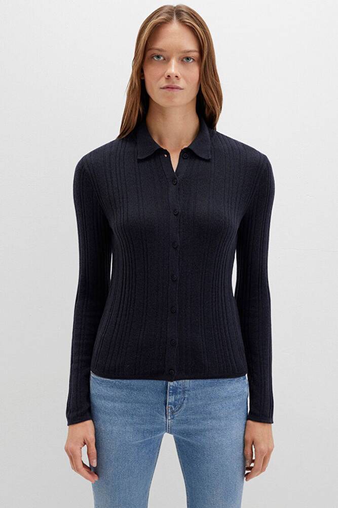 Kadın Polo Yaka Kazak 1710838-70489 Lacivert 