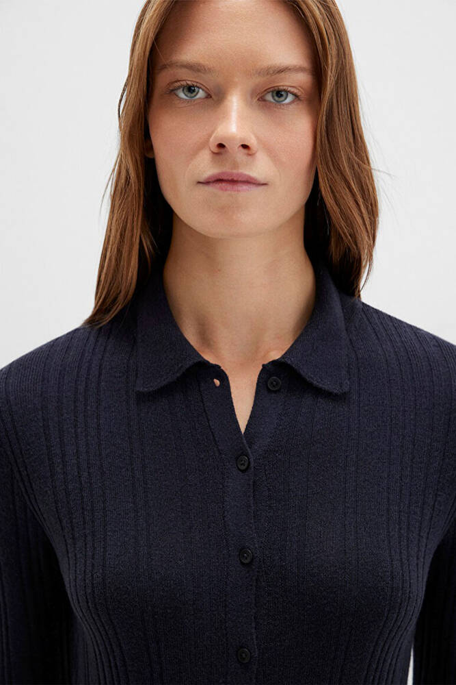 Kadın Polo Yaka Kazak 1710838-70489 Lacivert 