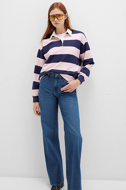 Kadın Polo Yaka Modelli Penye 1613835-91459 Pembe (2)