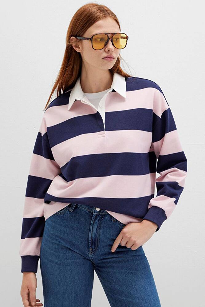 Kadın Polo Yaka Modelli Penye 1613835-91459 Pembe 