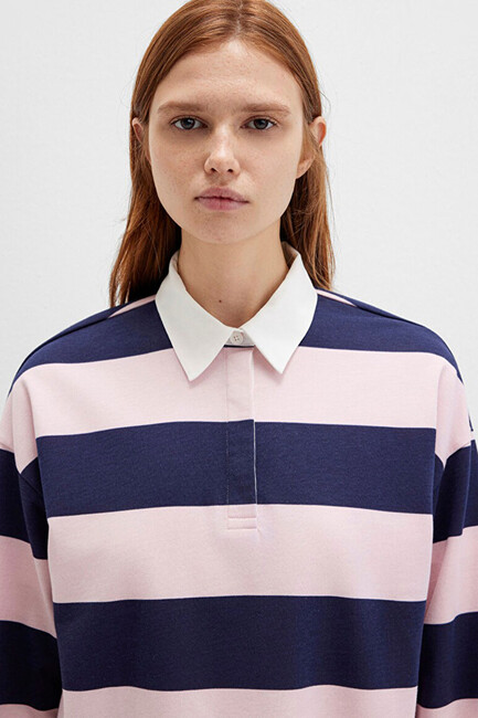 Kadın Polo Yaka Modelli Penye 1613835-91459 Pembe - Thumbnail