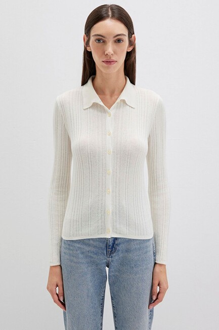 Kadın Polo Yaka Triko 1710838-80194 Ekru - Thumbnail