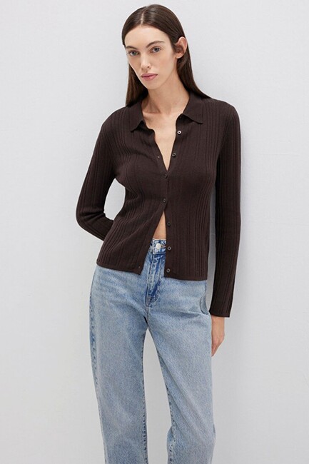 Kadın Polo Yaka Triko 1710838-90704 Kahve (1)