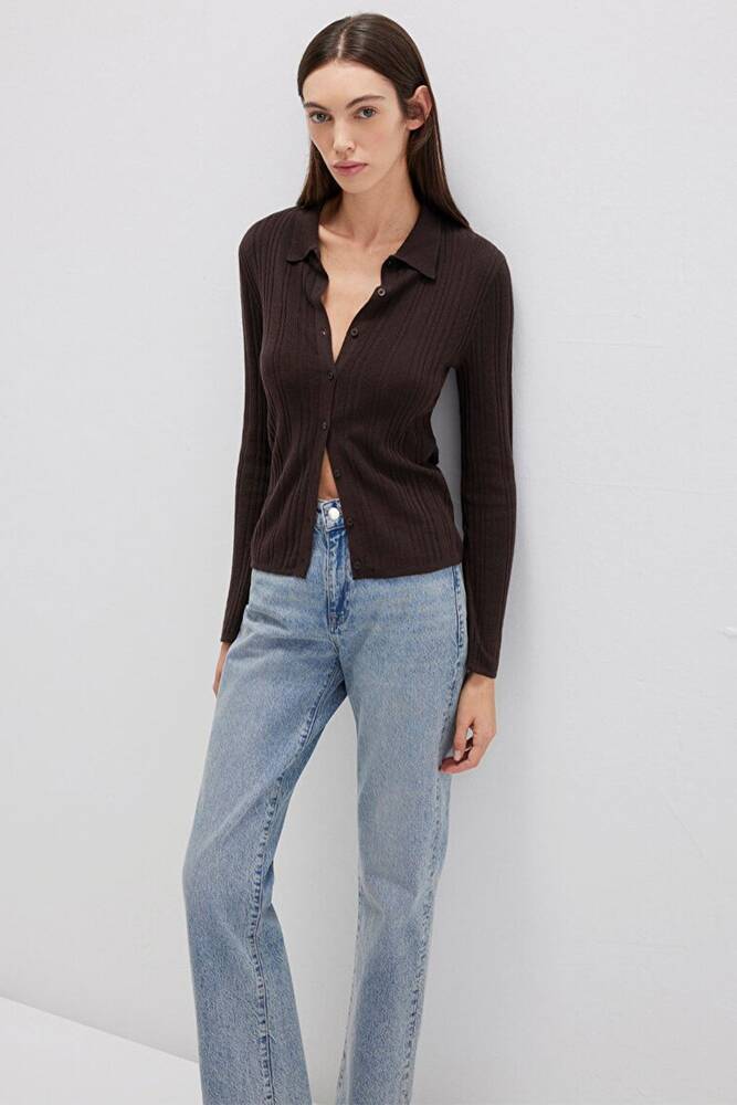 Kadın Polo Yaka Triko 1710838-90704 Kahve 