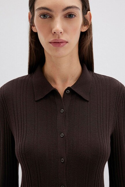 Kadın Polo Yaka Triko 1710838-90704 Kahve - Thumbnail