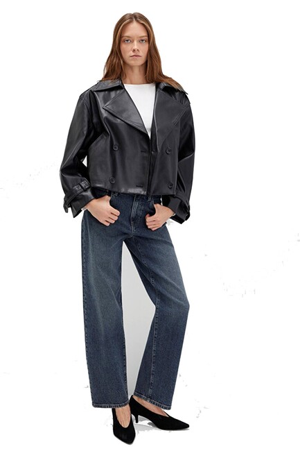 Kadın PU Kısa Ceket 1110709-900 Siyah (1)