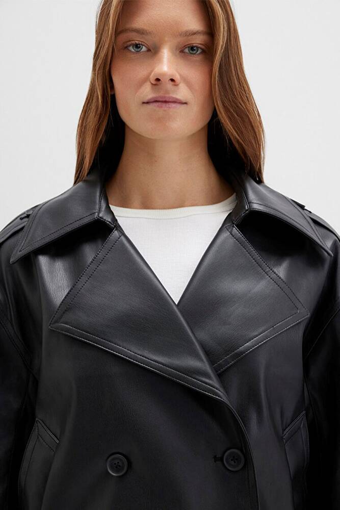 Kadın PU Kısa Ceket 1110709-900 Siyah  Kadın PU Kısa Ceket 1110709-900 Siyah