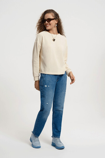 Loft - Kadın Regular Fit Sweatshirt LF2033262 Ekru (1)