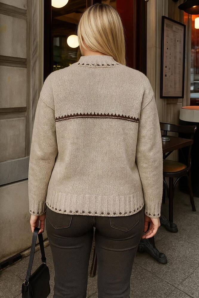 Kadın Simli Kazak 25K0195K1 Bej 