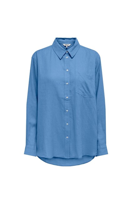 Kadın Tokyo Keten Karışım Gömlek 15259585 Mavi - Thumbnail