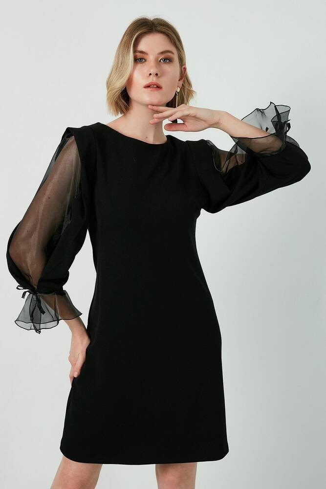 Kadın Tül Detaylı Elbise 19060627 Siyah 
