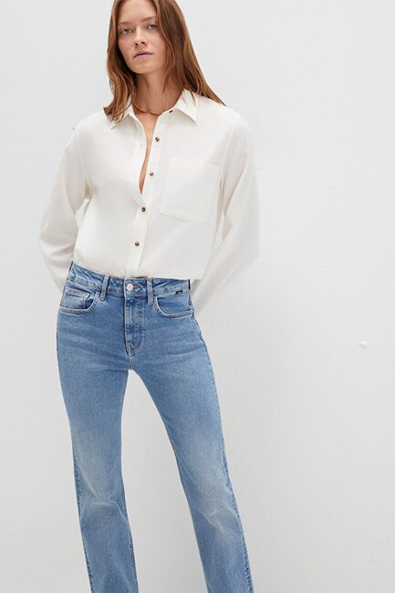 Kadın Uzun Kollu Dokuma Gömlek 1211285-80194 Ekru (1)