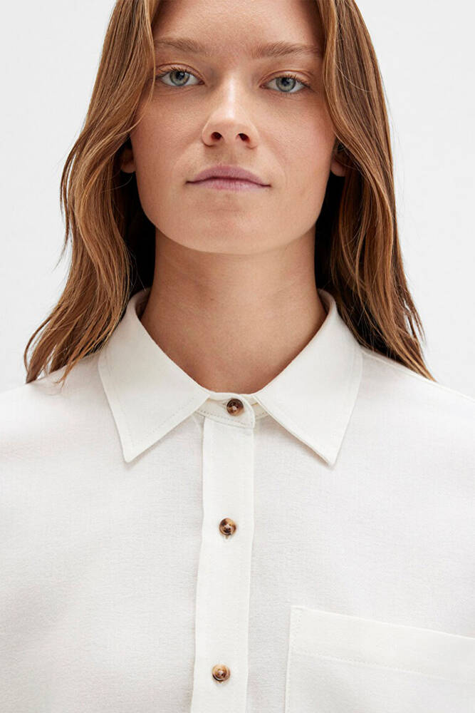 Kadın Uzun Kollu Dokuma Gömlek 1211285-80194 Ekru 