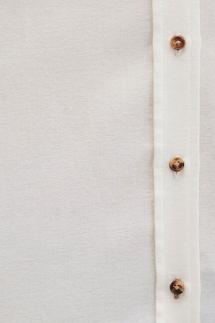 Kadın Uzun Kollu Dokuma Gömlek 1211285-80194 Ekru - Thumbnail