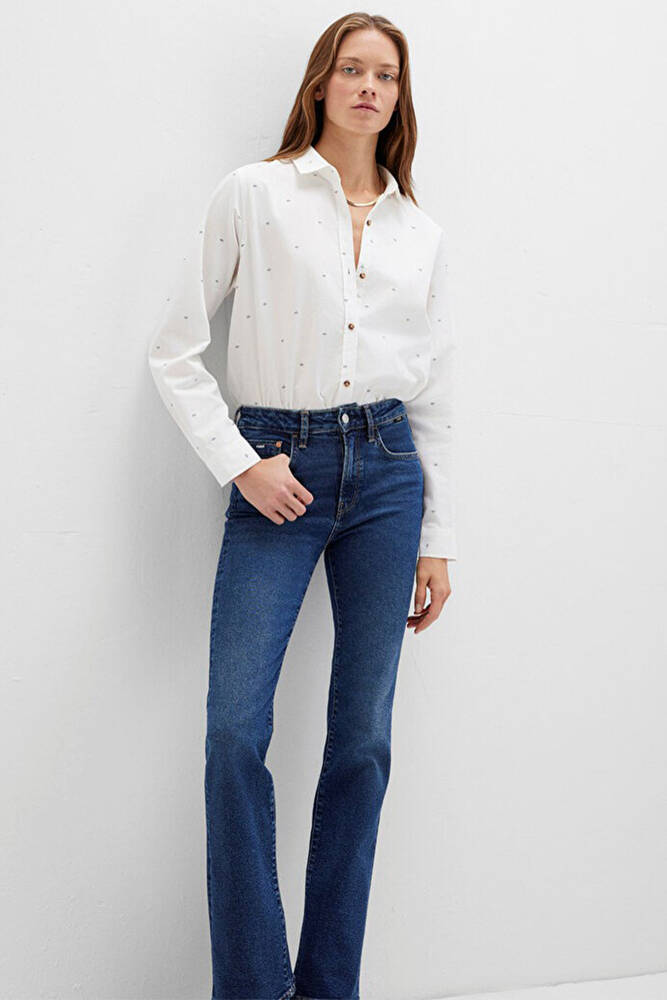 Kadın Uzun Kollu Dokuma Gömlek 1211286-91353 Beyaz 