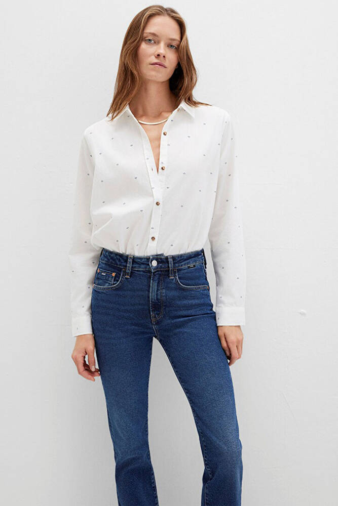 Kadın Uzun Kollu Dokuma Gömlek 1211286-91353 Beyaz 