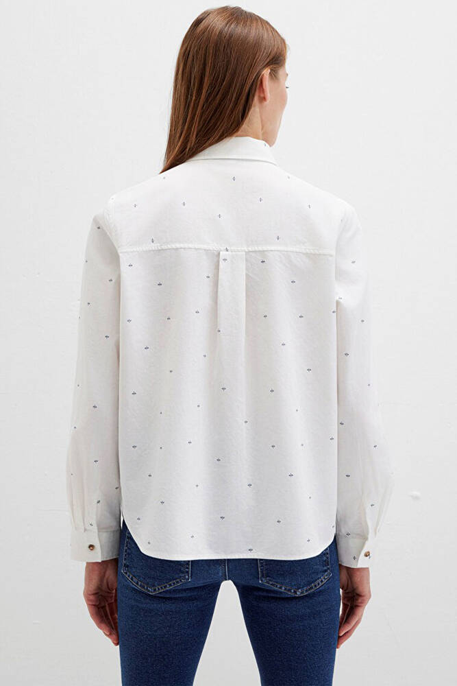 Kadın Uzun Kollu Dokuma Gömlek 1211286-91353 Beyaz 