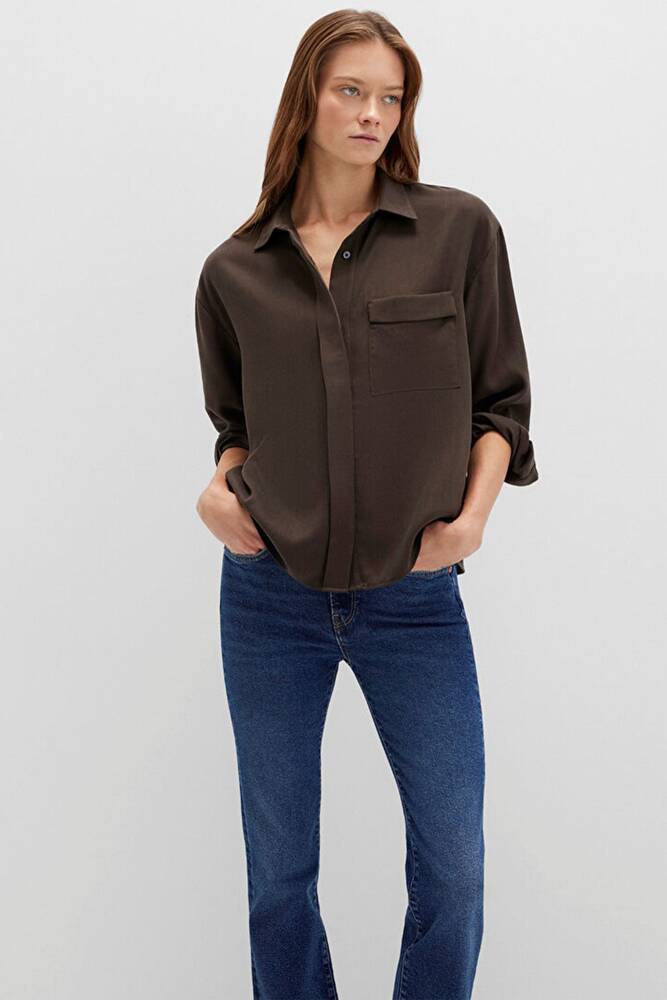 Kadın Uzun Kollu Dokuma Gömlek 1211354-71540 Siyah 