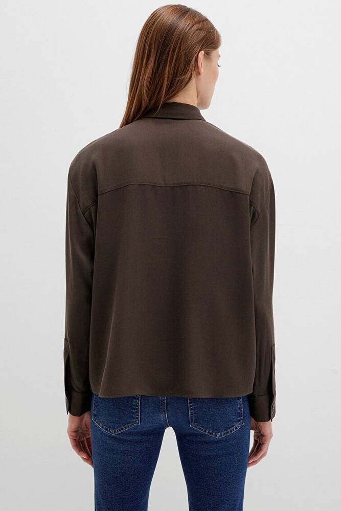 Kadın Uzun Kollu Dokuma Gömlek 1211354-71540 Siyah 