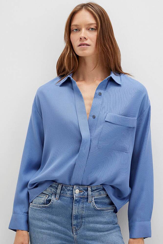 Kadın Uzun Kollu Dokuma Gömlek 1211354-86802 Gri 