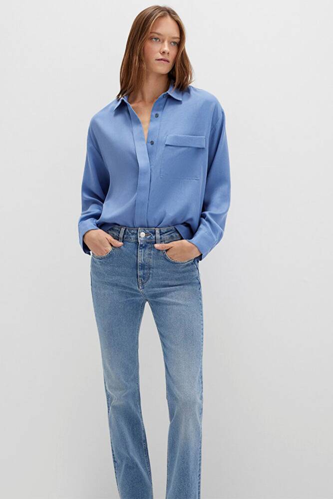 Kadın Uzun Kollu Dokuma Gömlek 1211354-86802 Gri 