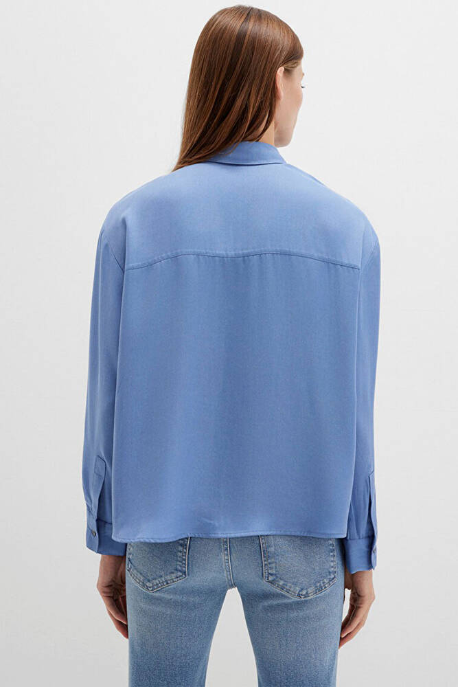 Kadın Uzun Kollu Dokuma Gömlek 1211354-86802 Gri 