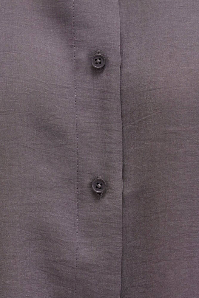 Kadın Uzun Kollu Dokuma Gömlek 1211373-90721 Gri 