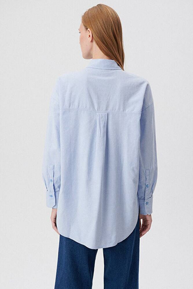 Kadın Uzun Kollu Gömlek 1210616-81509 Mavi 
