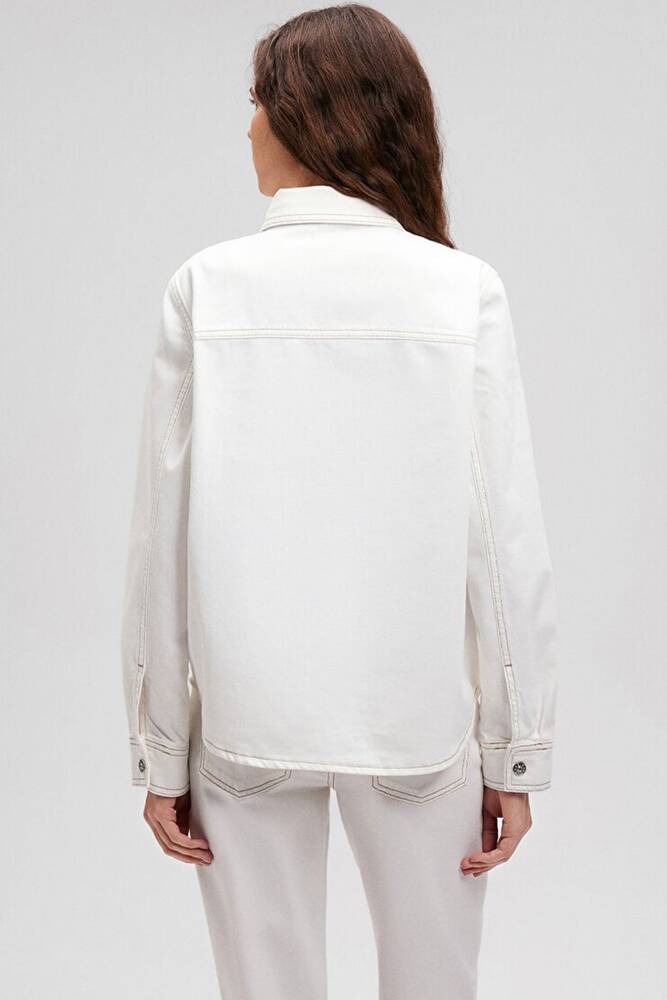 Kadın Uzun Kollu Gömlek 1210700-70057 Beyaz 