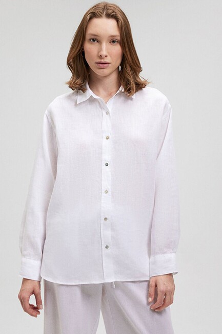 Kadın Uzun Kollu Gömlek 1210747-620 Beyaz - Thumbnail