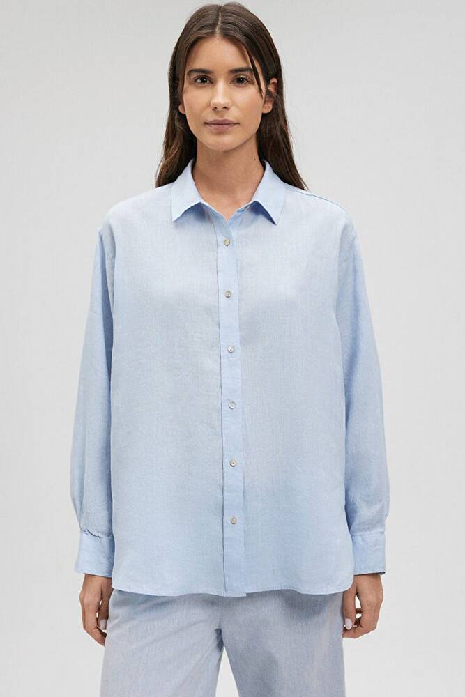 Kadın Uzun Kollu Gömlek 1210747-70813 Mavi 