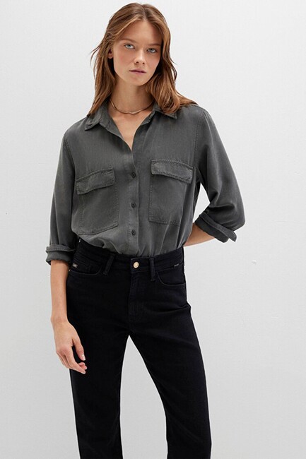 Kadın Uzun Kollu Gömlek 1210951-70088 Gri (3)