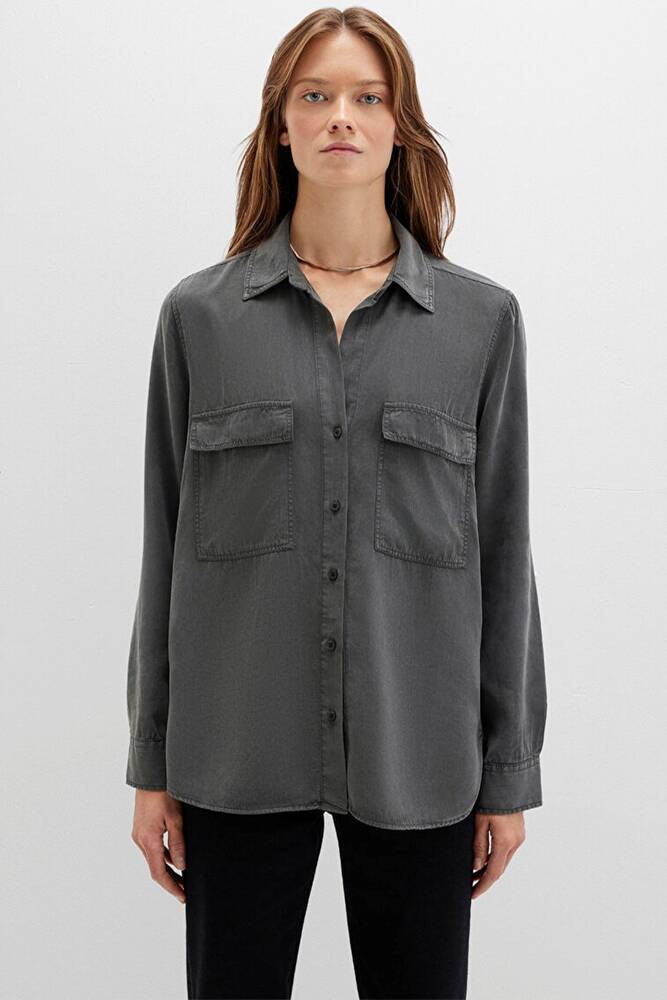 Kadın Uzun Kollu Gömlek 1210951-70088 Gri 