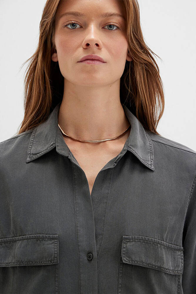 Kadın Uzun Kollu Gömlek 1210951-70088 Gri 