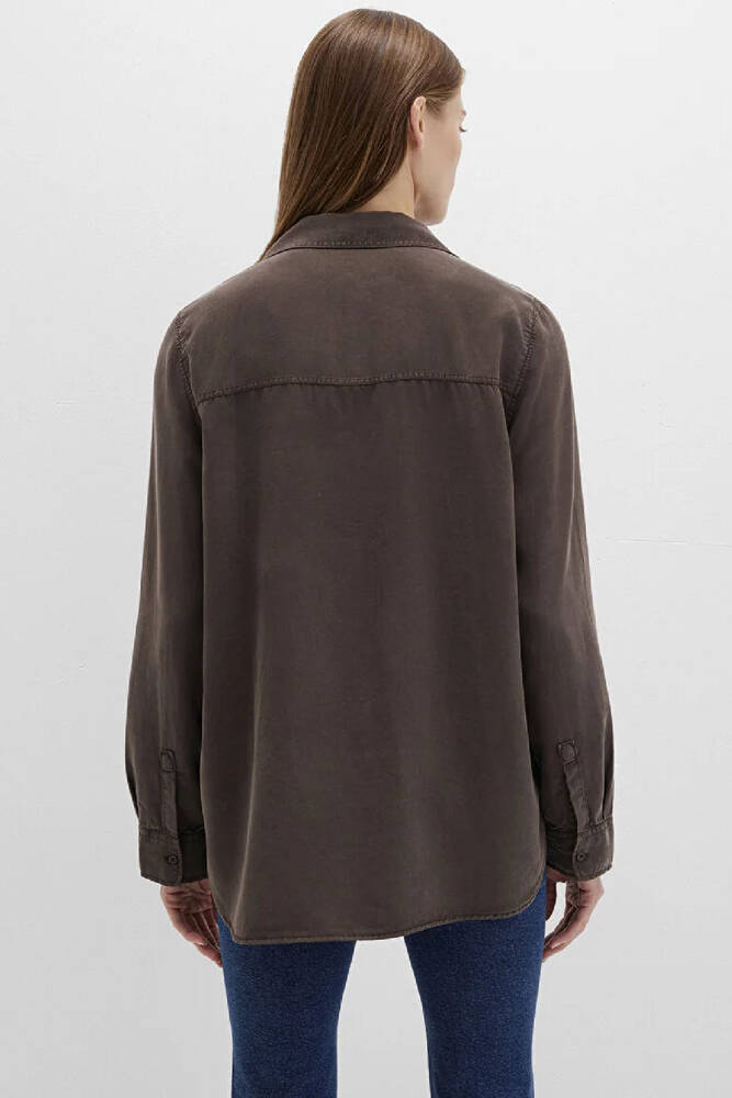 Kadın Uzun Kollu Gömlek 1210951-70238 Kahve 