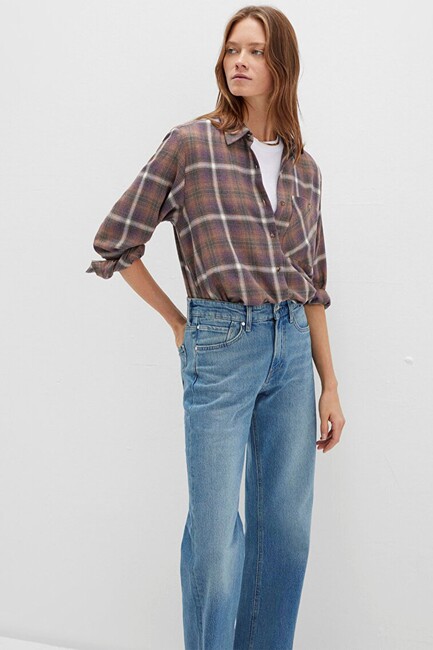 Kadın Uzun Kollu Gömlek 1211284-83169 Kahve (2)