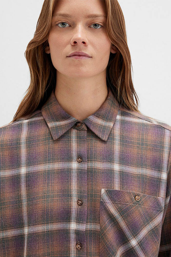 Kadın Uzun Kollu Gömlek 1211284-83169 Kahve 