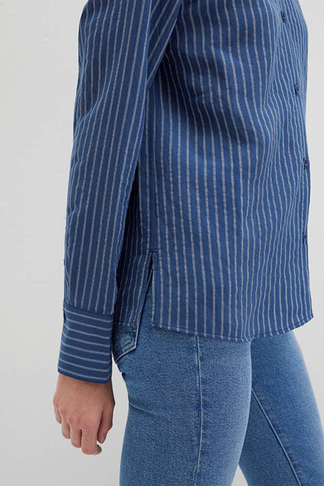 Kadın Uzun Kollu Gömlek 1211374-91372 Mavi 