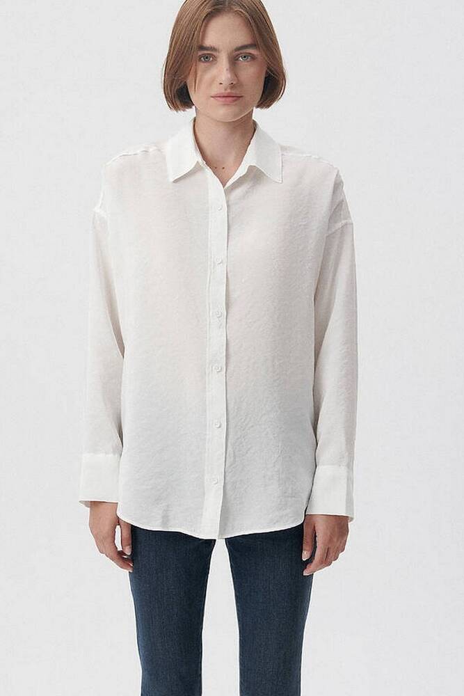 Kadın Uzun Kollu Gömlek 122854-34519 Beyaz 