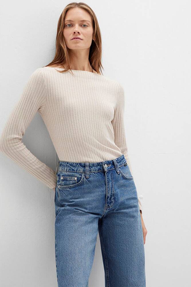 Kadın Uzun Kollu Modelli Penye 1613596-85576 Bej 