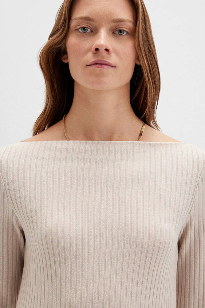 Kadın Uzun Kollu Modelli Penye 1613596-85576 Bej 