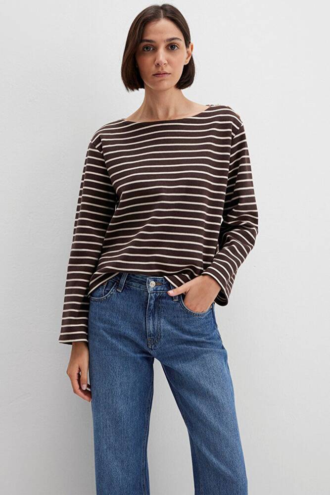 Kadın Uzun Kollu Modelli Penye 1613597-91190 Kahve 