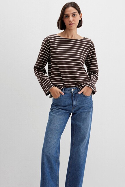 Kadın Uzun Kollu Modelli Penye 1613597-91190 Kahve (3)