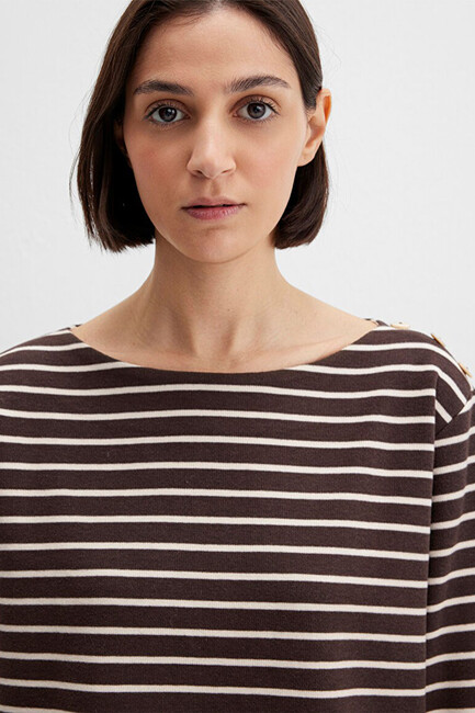 Kadın Uzun Kollu Modelli Penye 1613597-91190 Kahve - Thumbnail