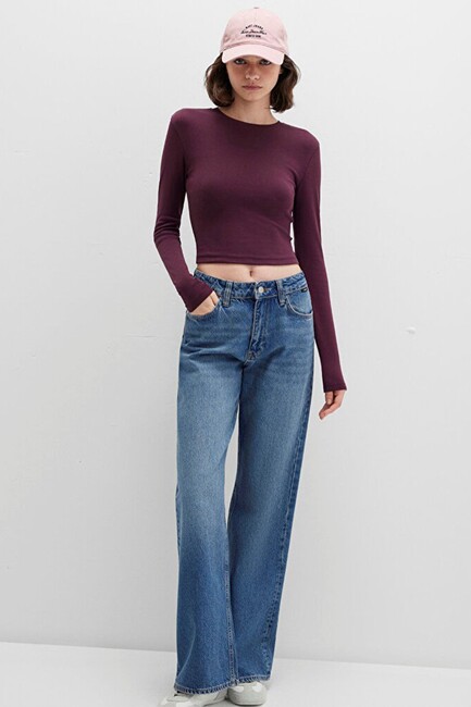 Kadın Uzun Kollu Penye 1612822-70434 Bordo (2)