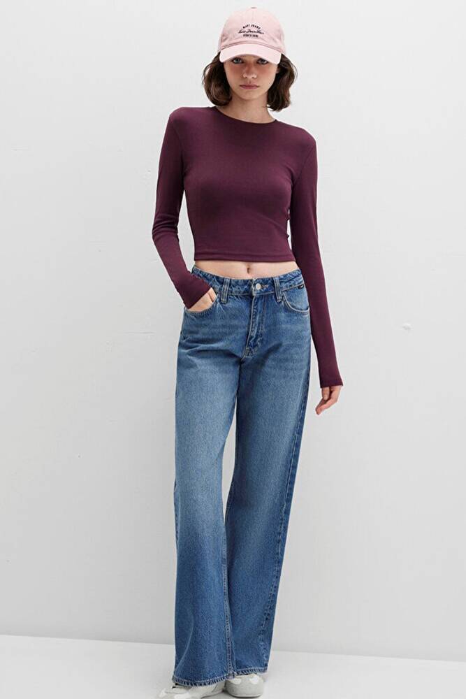 Kadın Uzun Kollu Penye 1612822-70434 Bordo 