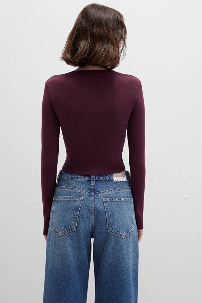 Kadın Uzun Kollu Penye 1612822-70434 Bordo 